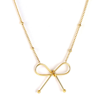 18K gold-plated bow pendant necklace asonjewelry