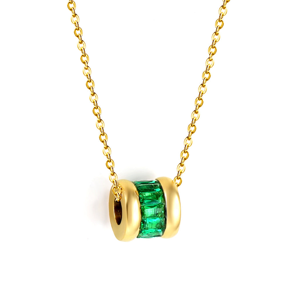 18K gold plated green CZ pendant necklace asonjewelry