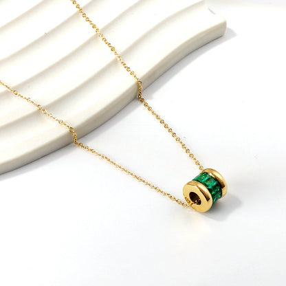 18K gold plated green CZ pendant necklace asonjewelry