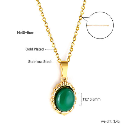 18K gold plated green gemstone pendant necklace asonjewelry