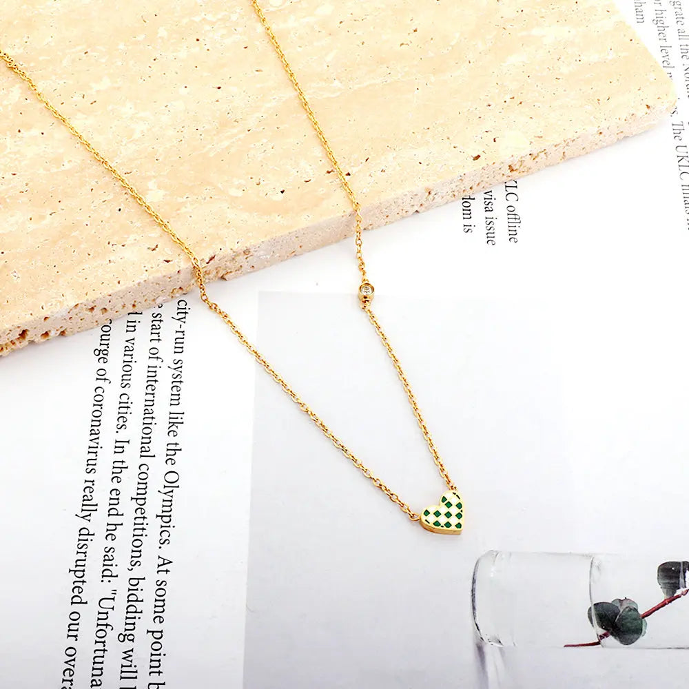 Heart-shaped Mixed Color Accessories With Diamond Necklace asonjewelry