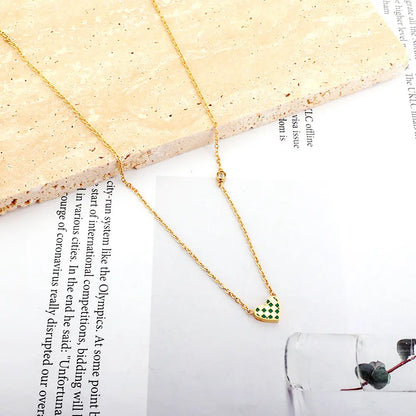 Heart-shaped Mixed Color Accessories With Diamond Necklace asonjewelry