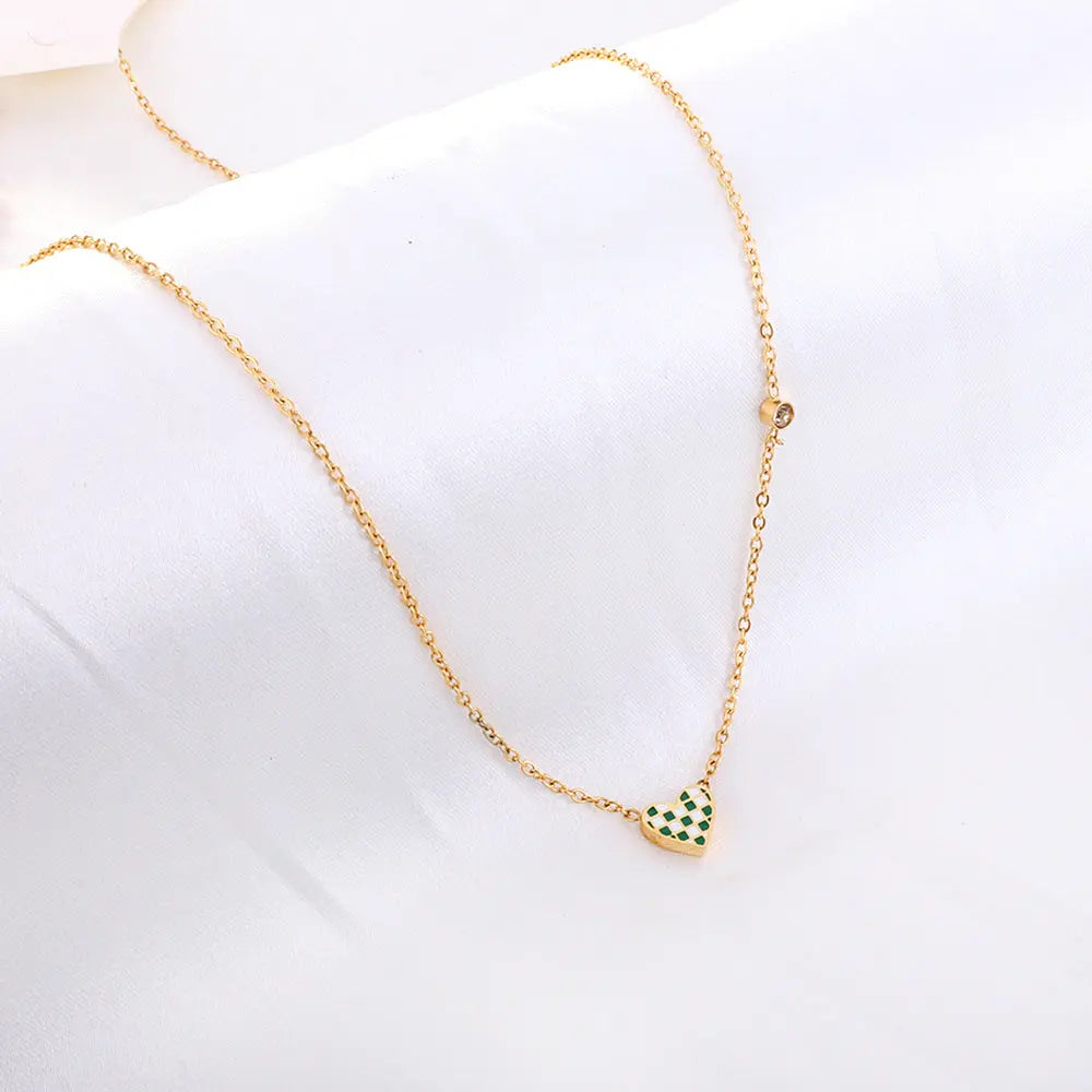 Heart-shaped Mixed Color Accessories With Diamond Necklace asonjewelry