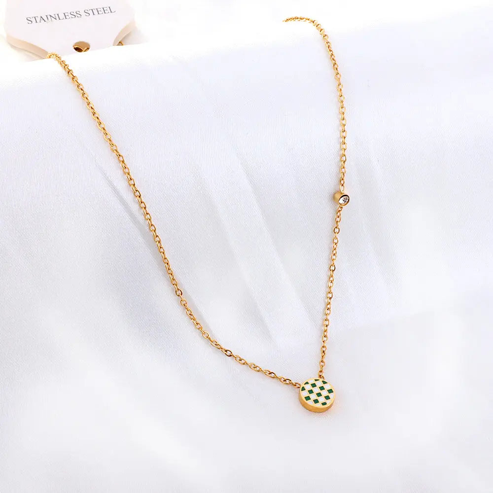 Round Mixed Color Accessories With Diamond Necklace asonjewelry