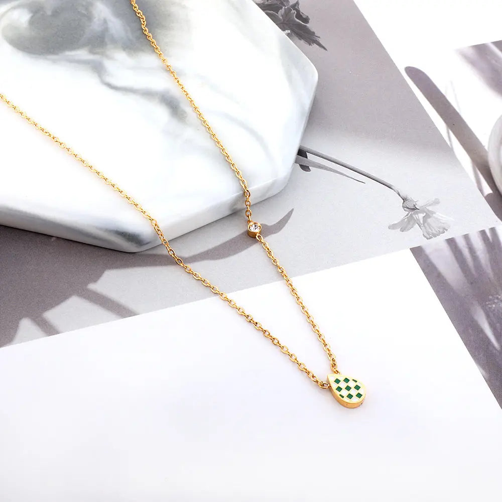 Water Drop Shape Mixed Color Accessories With Diamond Necklace asonjewelry