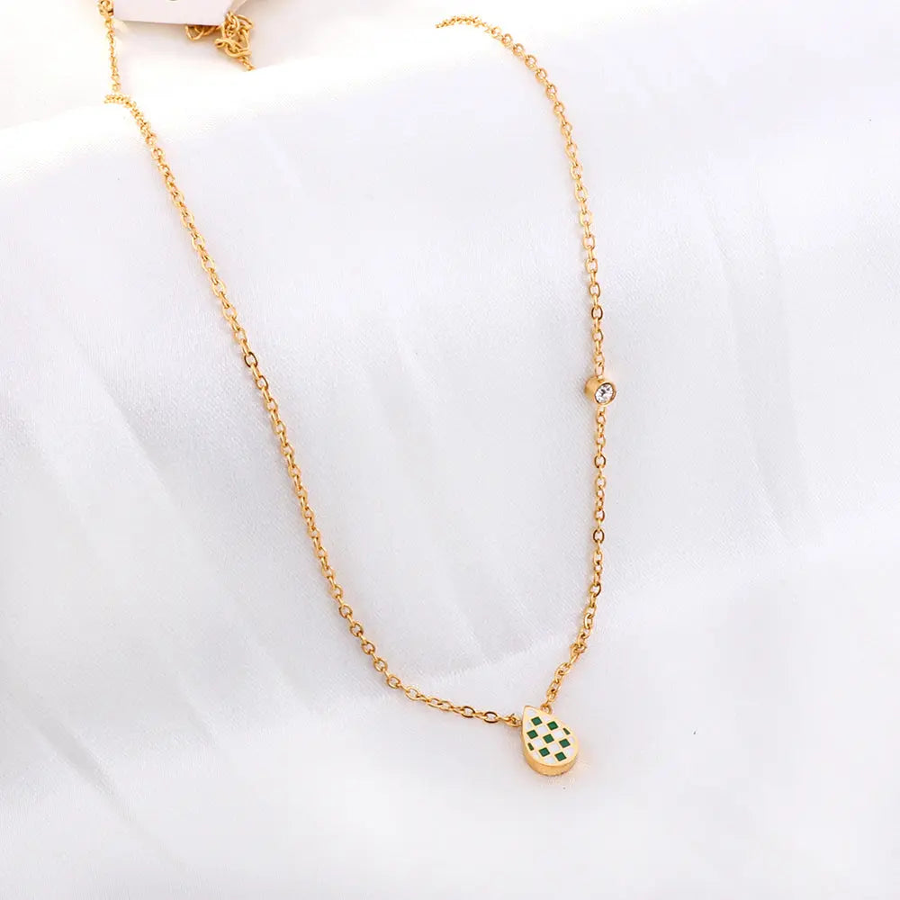 Water Drop Shape Mixed Color Accessories With Diamond Necklace asonjewelry