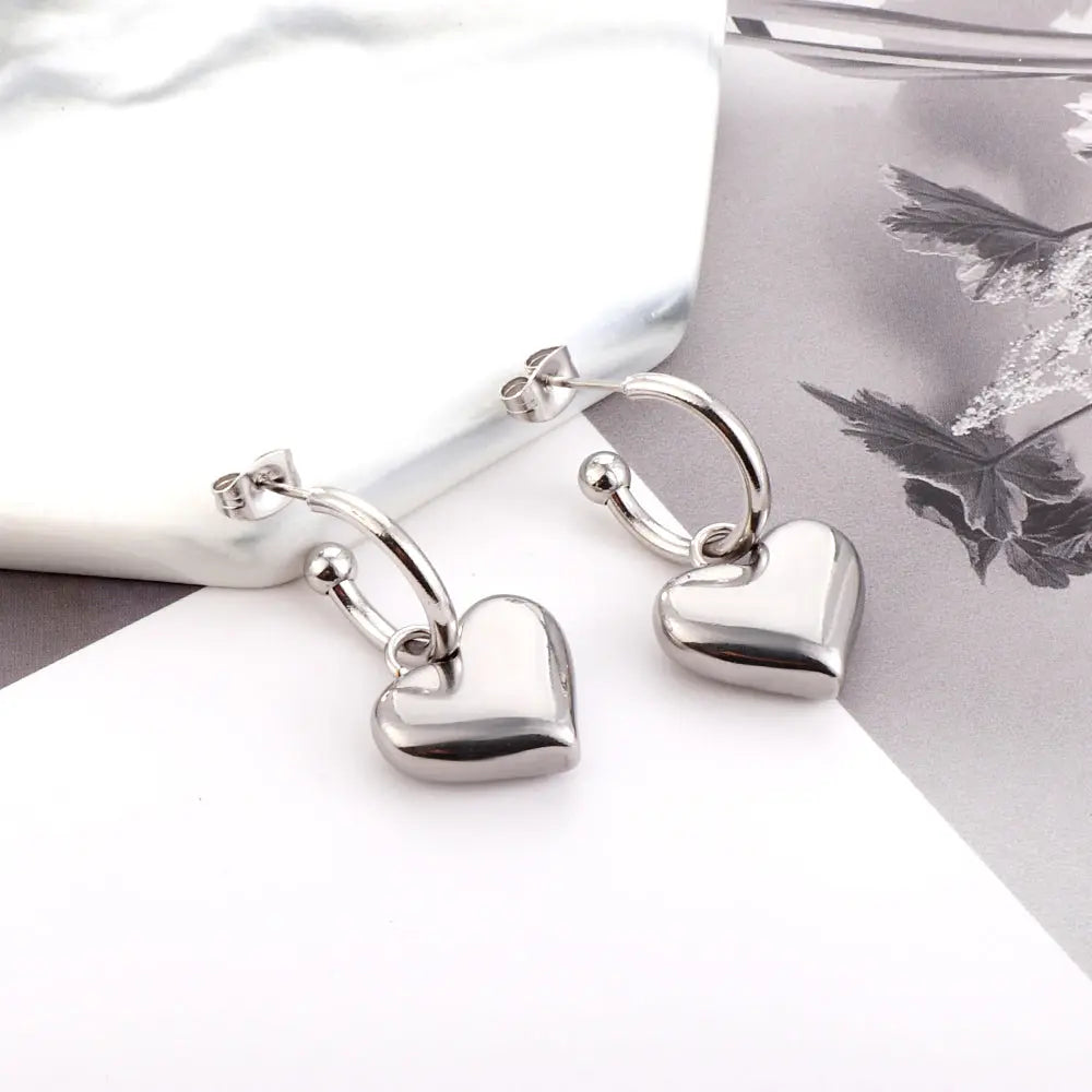 Fashion Stainless Steel Heart Stud Earrings asonjewelry