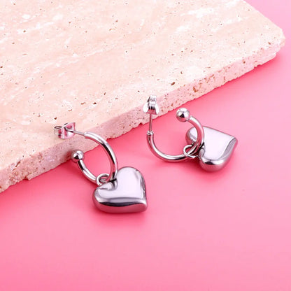 Fashion Stainless Steel Heart Stud Earrings asonjewelry