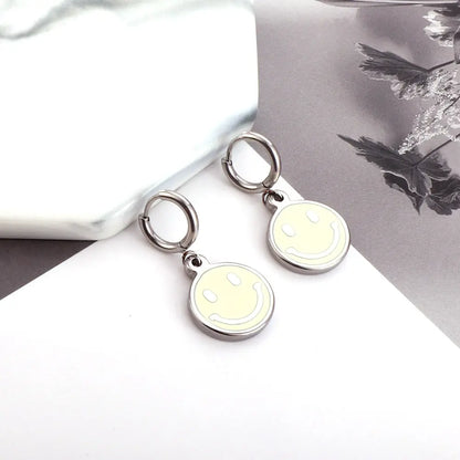 Fashion Stainless Steel Yellow Smiley Earrings asonjewelry