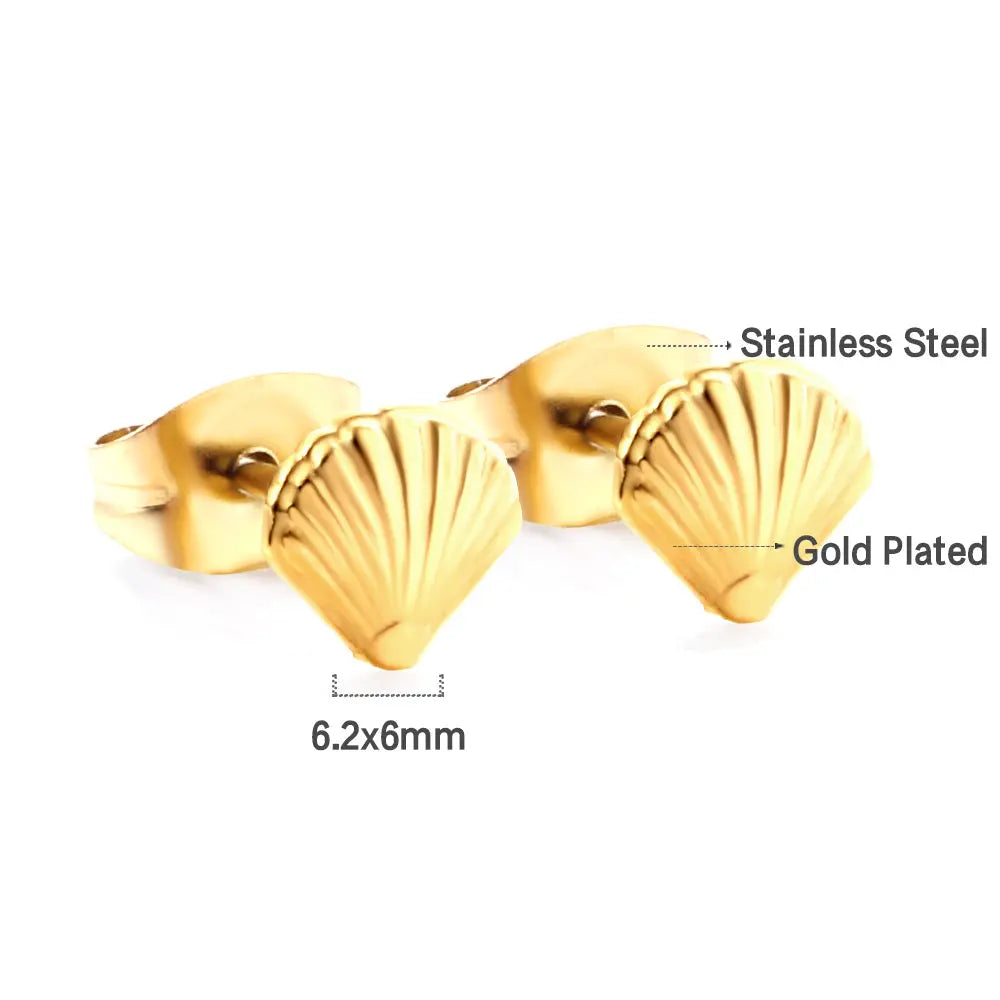 Stainless Steel Shell Cut Stud Earrings asonjewelry
