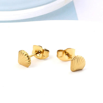 Stainless Steel Shell Cut Stud Earrings asonjewelry