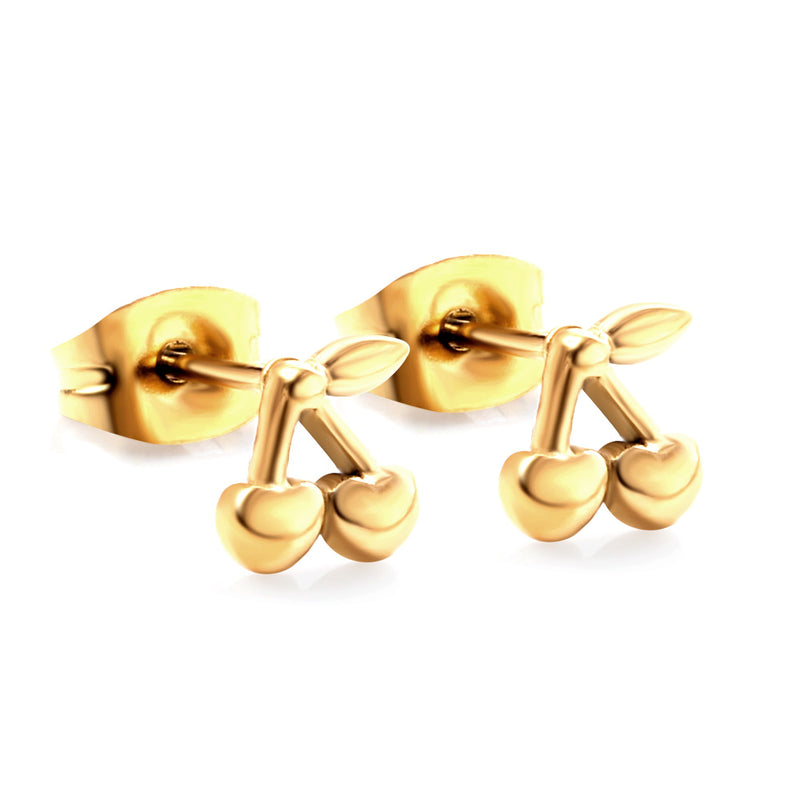 Aretes de acero inoxidable con corte de cereza