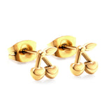 Stainless Steel Cherry Cut Stud Earrings