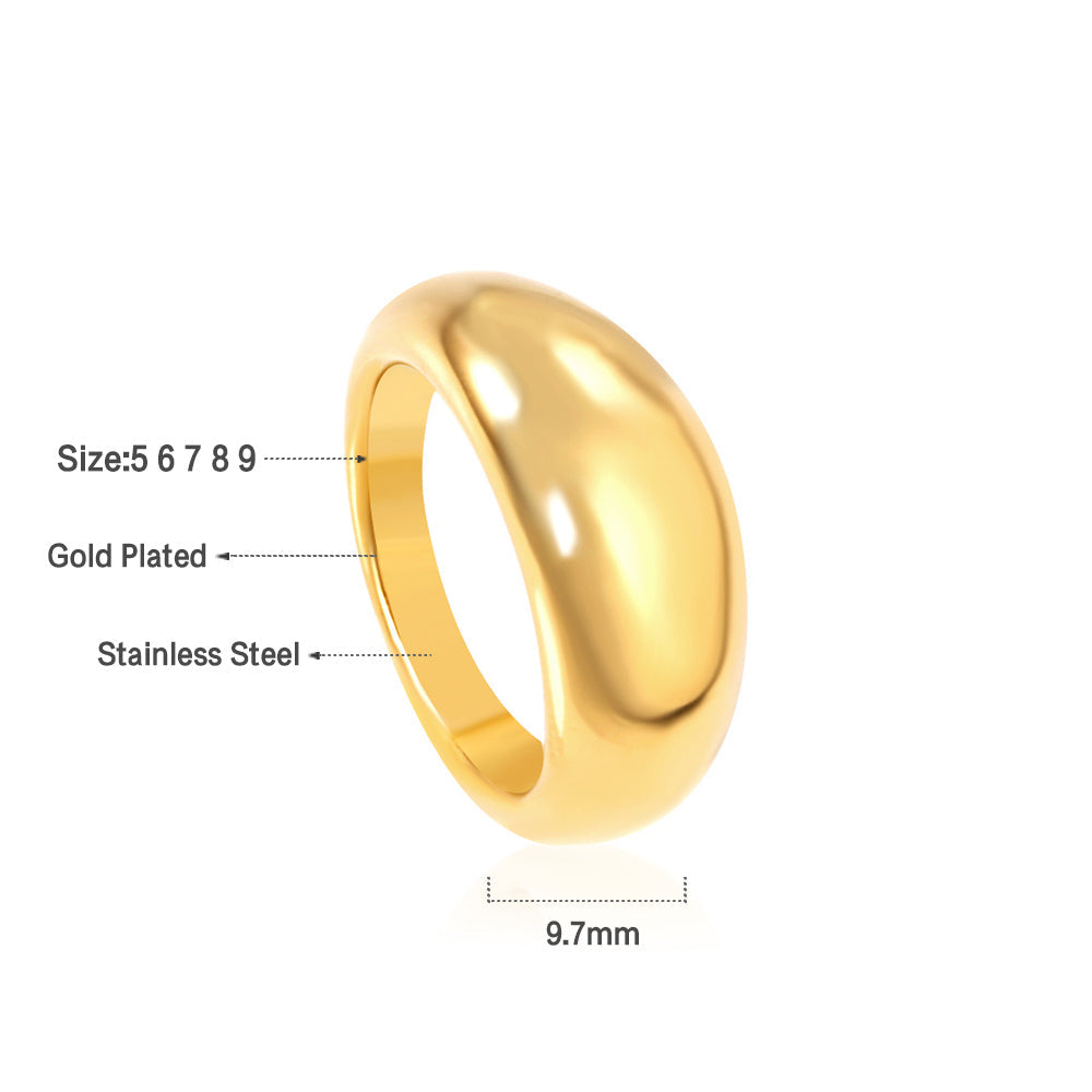 Ason Jewelry 18K Gold Plated Geometric Smooth Oval Rings Solid Chunky Dome Ring asonjewelry