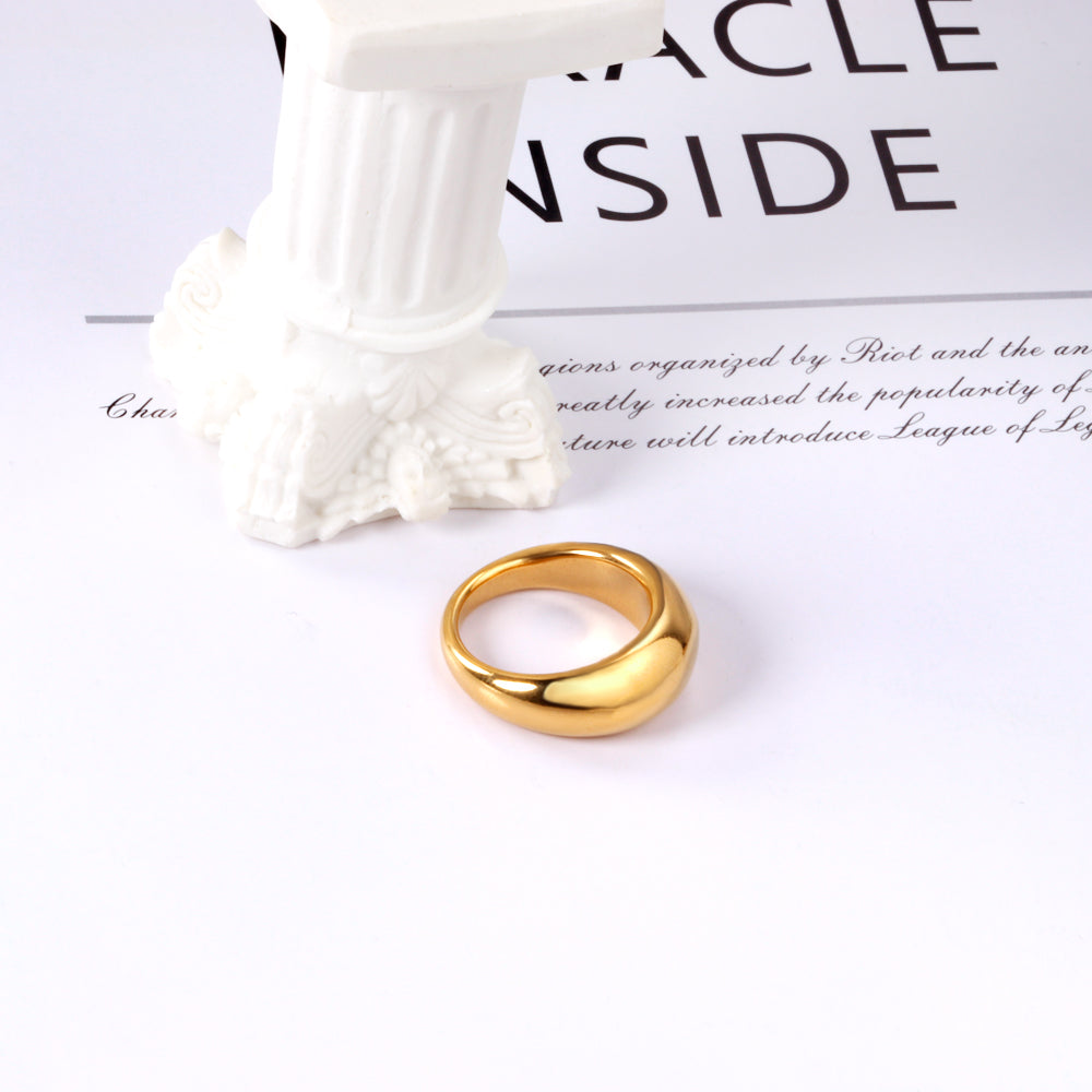 Ason Jewelry 18K Gold Plated Geometric Smooth Oval Rings Solid Chunky Dome Ring asonjewelry