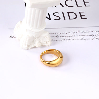 Ason Jewelry 18K Gold Plated Geometric Smooth Oval Rings Solid Chunky Dome Ring asonjewelry