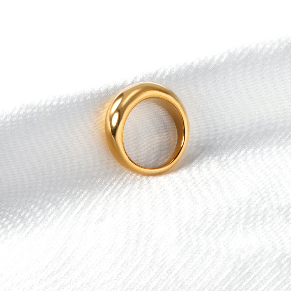 Ason Jewelry 18K Gold Plated Geometric Smooth Oval Rings Solid Chunky Dome Ring asonjewelry