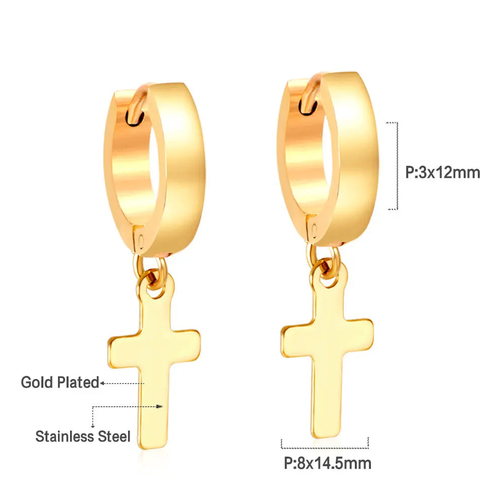 3*12mm Curved Surface Buckle 8*15mm Cross Earrings asonjewelry