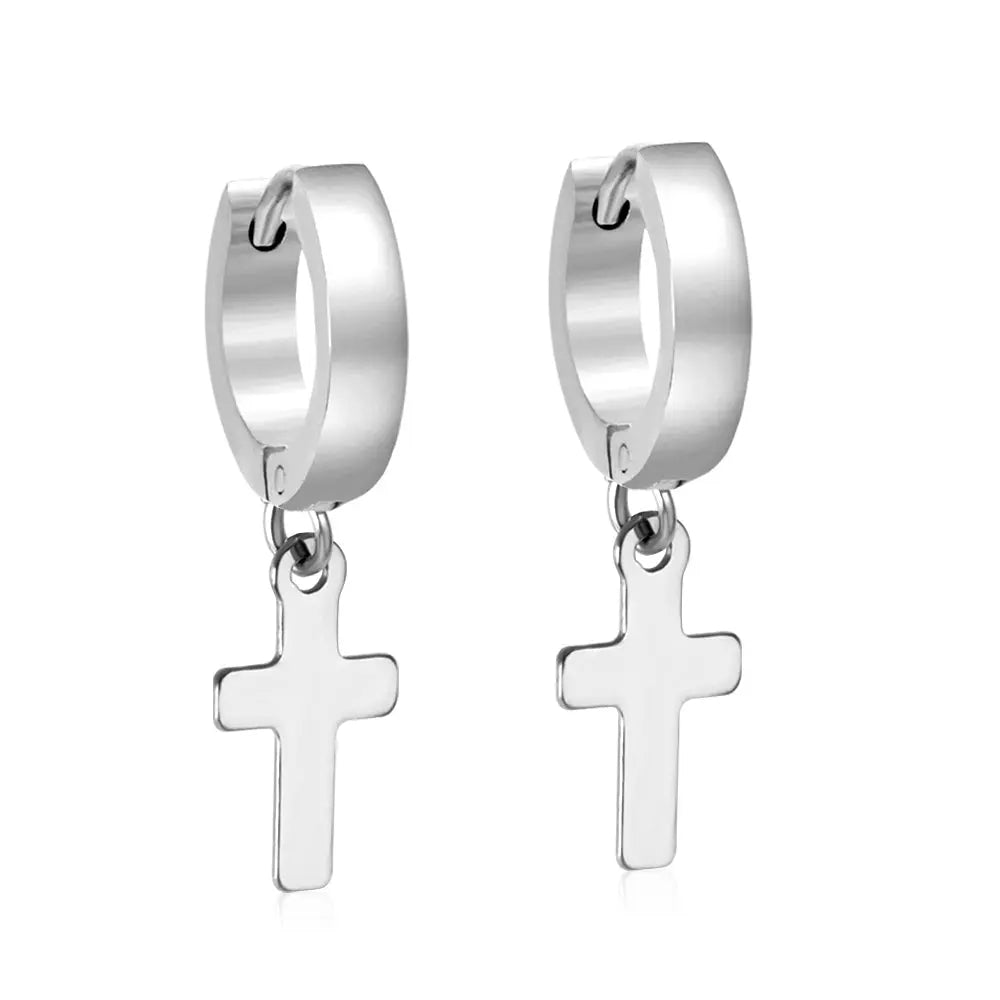 3*12mm Curved Surface Buckle 8*15mm Cross Earrings asonjewelry