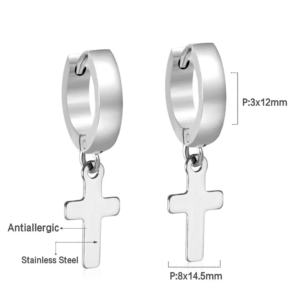 3*12mm Curved Surface Buckle 8*15mm Cross Earrings asonjewelry