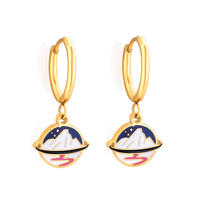 18k Gold-plated Mountains Pattern Earrings asonjewelry