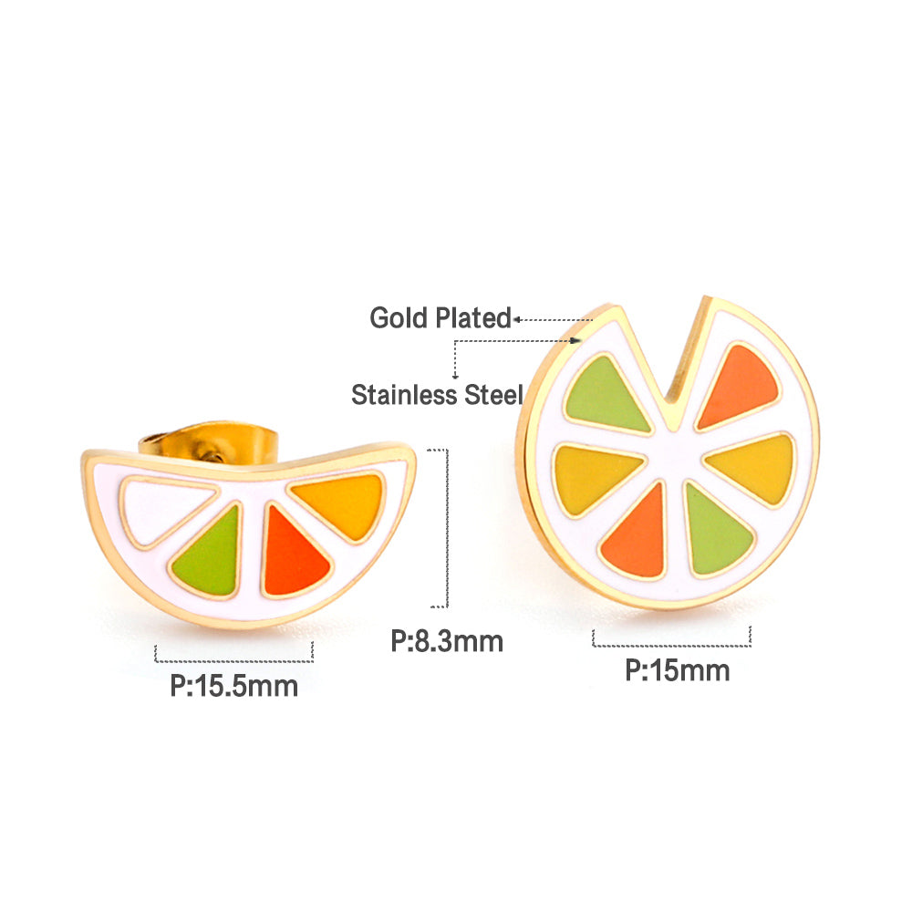 18k Gold Plated Multi-colored Lemon-shaped Stud Earrings asonjewelry