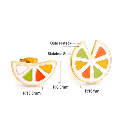 18k Gold Plated Multi-colored Lemon-shaped Stud Earrings asonjewelry