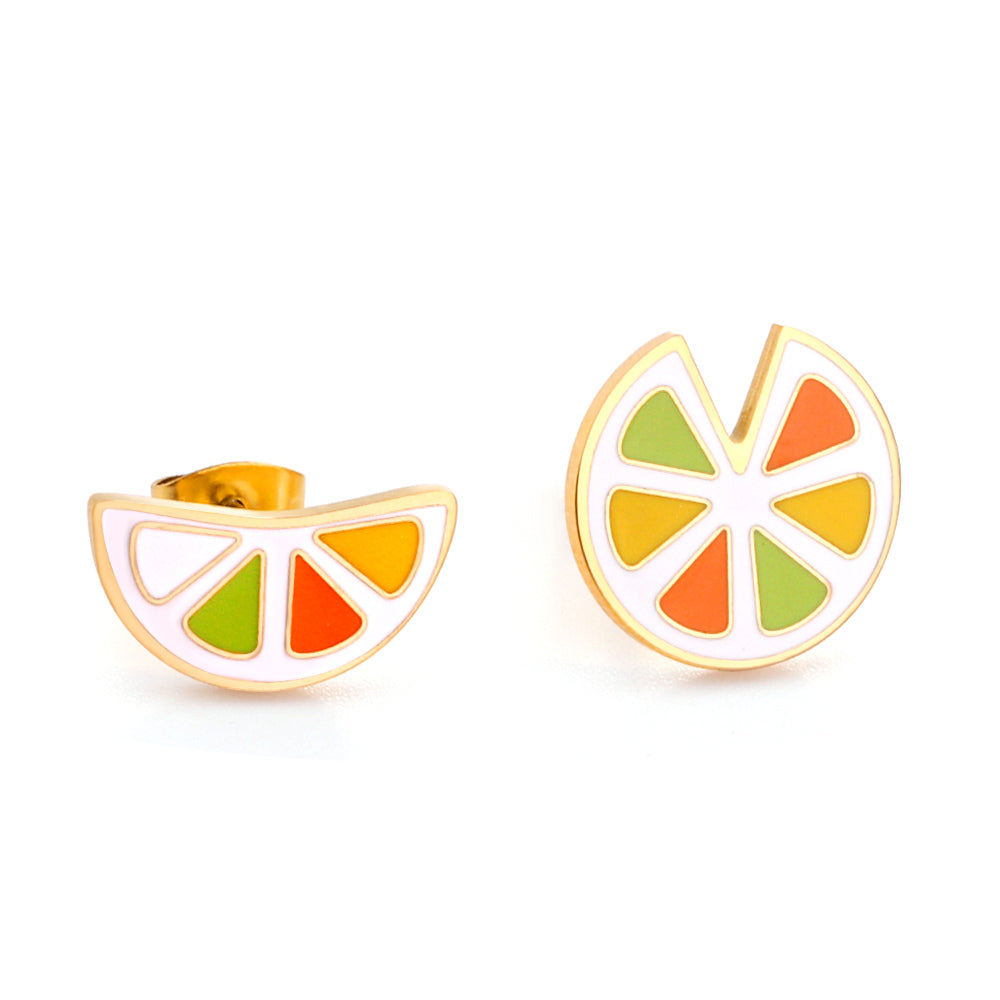 18k Gold Plated Multi-colored Lemon-shaped Stud Earrings asonjewelry