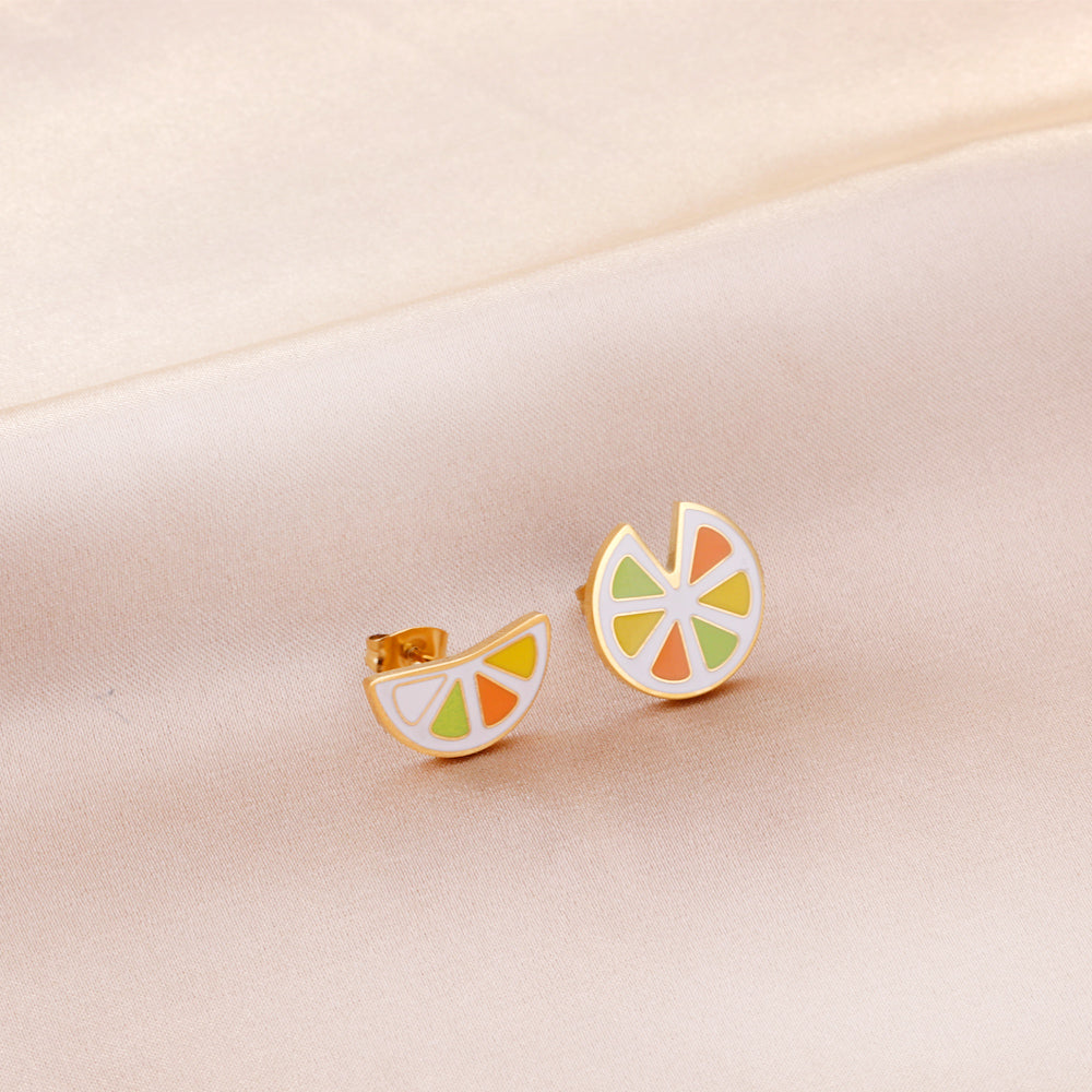 18k Gold Plated Multi-colored Lemon-shaped Stud Earrings asonjewelry