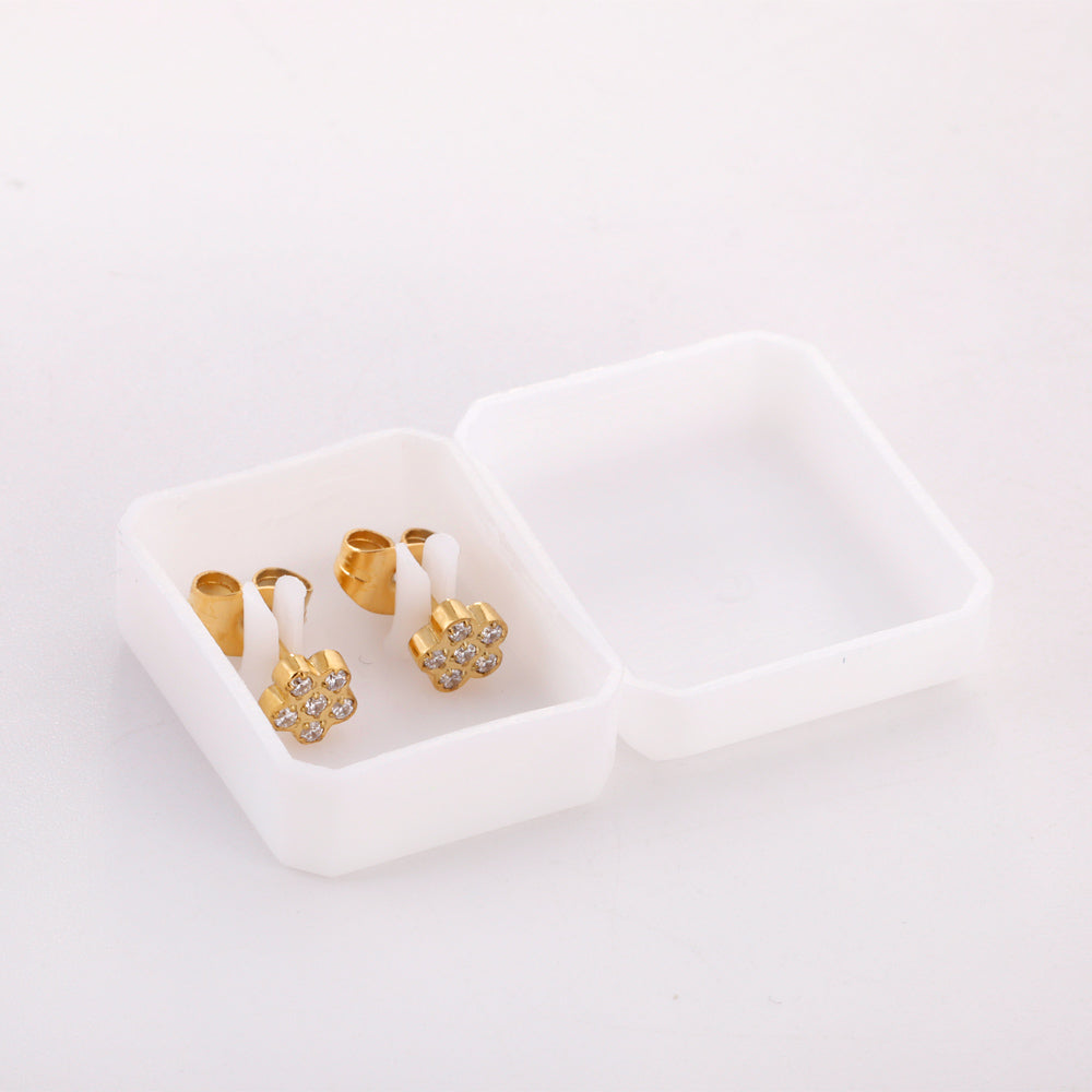 Stainless Steel Flower Shape with Diamonds Stud Earrings asonjewelry
