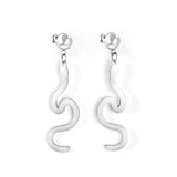 Stainless Steel Half Side Steel Ball Brushed Snake Earrings