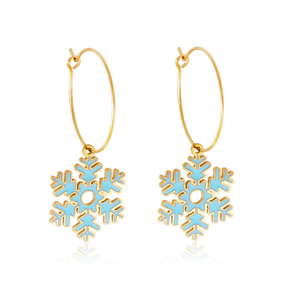 Fashion Stainless Steel Snowflake-shaped Earrings asonjewelry