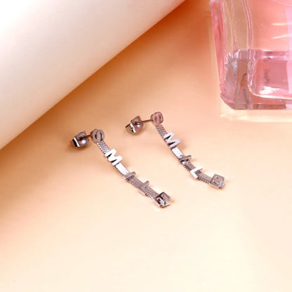 Fashion SMILE Letters With Chain Stud Earrings asonjewelry