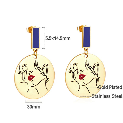 Rectangle+Round Girl Stud Earrings For Women asonjewelry