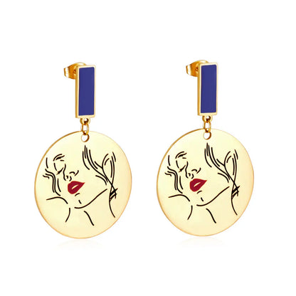 Rectangle+Round Girl Stud Earrings For Women asonjewelry