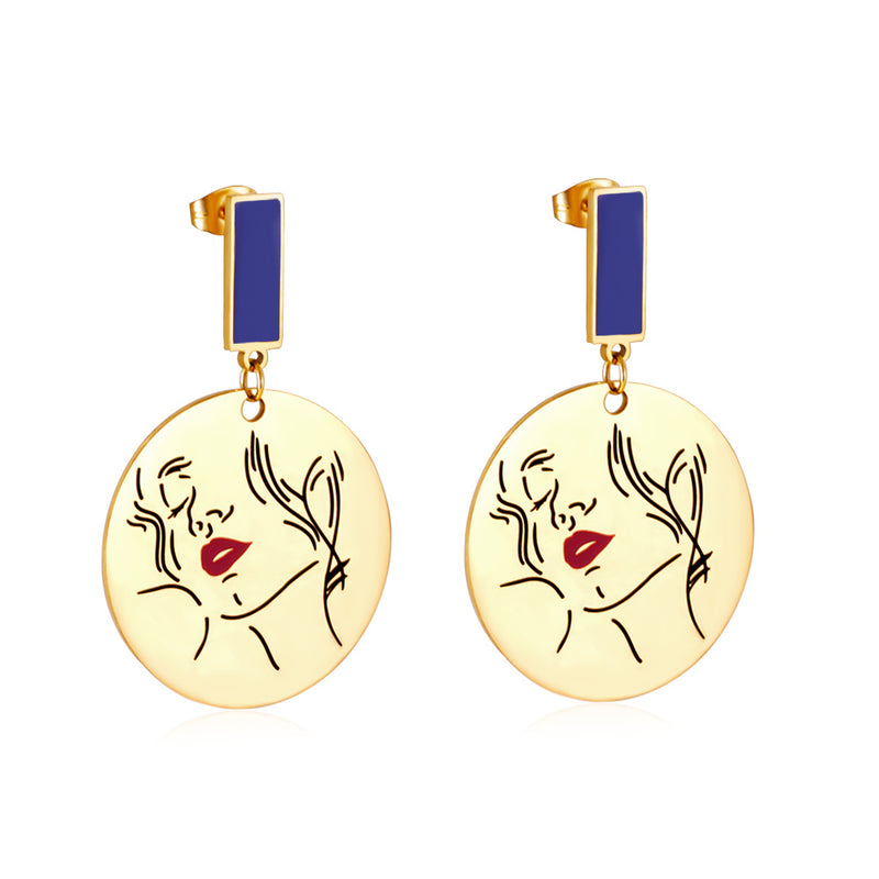 Boucles d'oreilles fille rectangulaires + rondes pour femmes