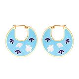 2022 Fashion Leaves Irregular Lake Blue Drop Oil Earrings