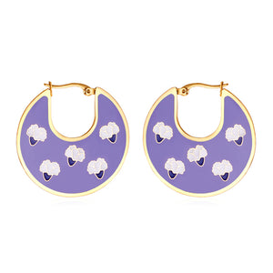 Boucles d'oreilles irrégulières Carnation en forme de goutte d'huile vert foncé et violet
