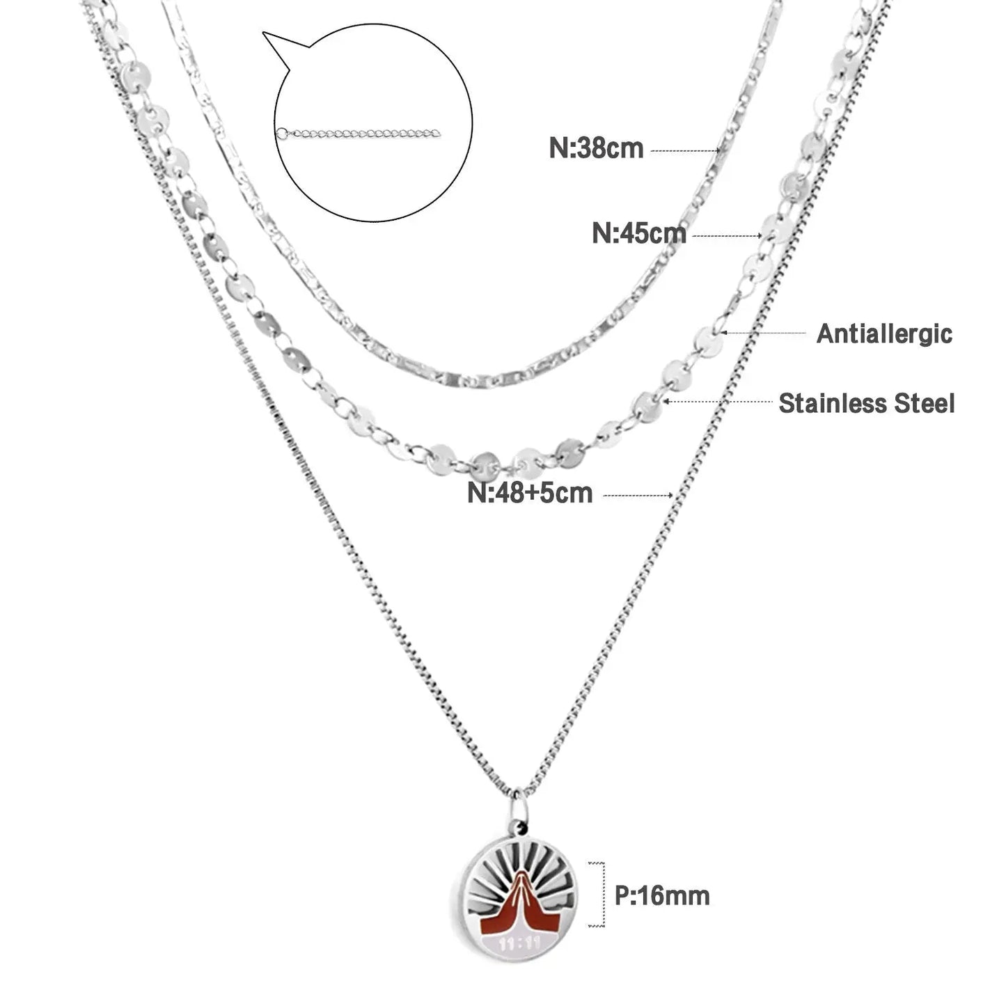 Multi Layered Chain Choker Necklace For Women Heart Shape Green Evil Eyes Stars Pendant Stainless Steel Jewelry Gifts asonjewelry