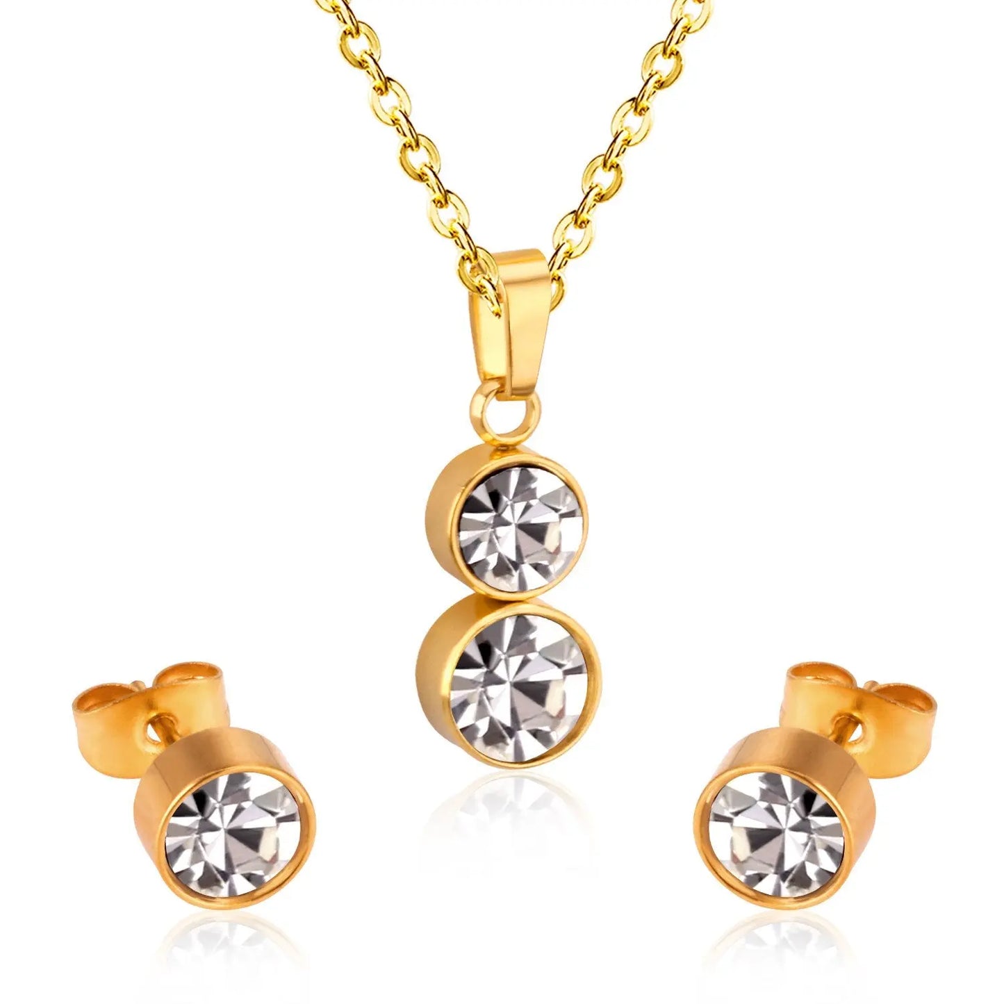 Cylinder Cubic Zirconia Pendant Nacklace Earrings Jewelry Sets For Women Brincos No Fade Collars Jerelry Party    asonjewelry