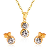 Cylinder Cubic Zirconia Pendant Nacklace Earrings Jewelry Sets For Women Brincos No Fade Collars Jerelry Party   