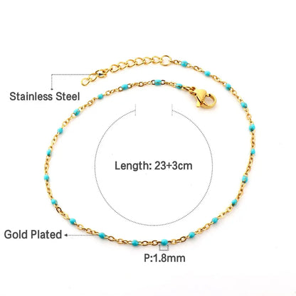 Bohemian Green Blue Yellow Beads Chain Anklets Stainless Steel Summer Ankle Bracelet Body Jewelry Gifts For Women Girl asonjewelry