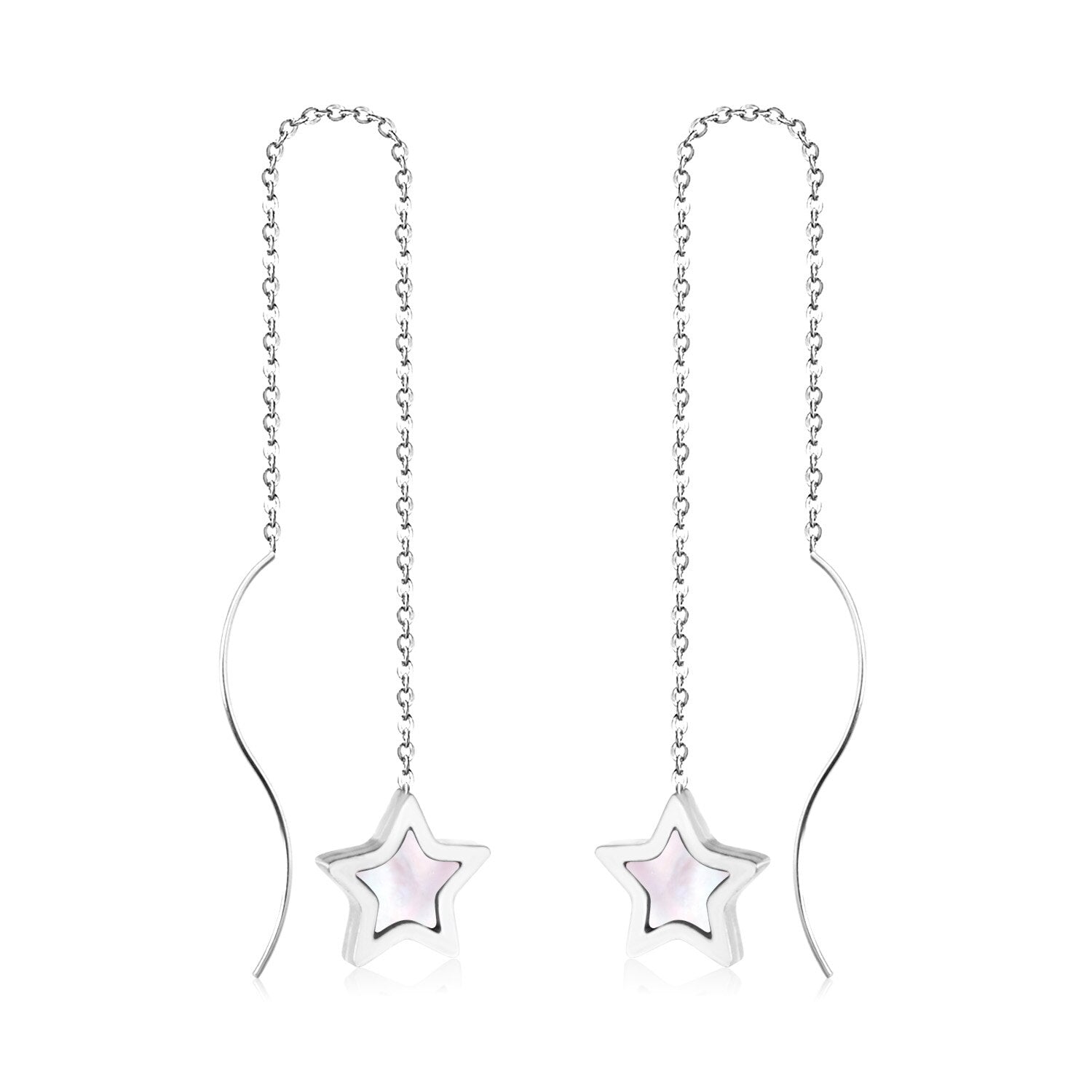 ASON Korean Style Star Shell Drop Earrings Dangle Chain Earring Stainless Steel Jewelry for Women Femme Party Gift asonjewelry