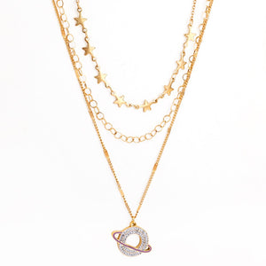 Statement Necklace No Fade Gold Color Stainless Steel Square Crystal Pendant Necklace Women Hiphop Layer Necklaces