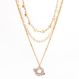 Statement Necklace No Fade Gold Color Stainless Steel Square Crystal Pendant Necklace Women Hiphop Layer Necklaces