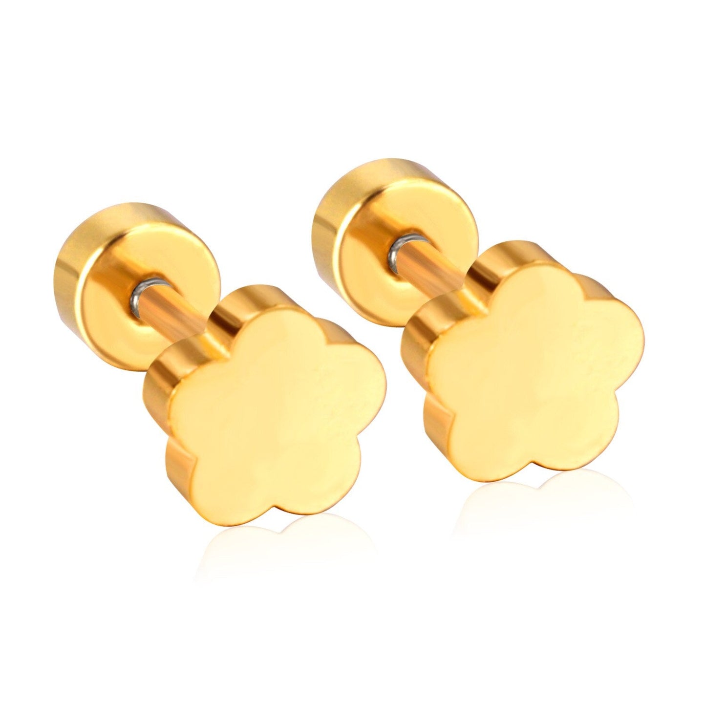 ASON Flower Screw Stud Earrings Newest Trendy Style Gold Color Stainless Steel Dangler for Women/Girl Accessories Mujer asonjewelry
