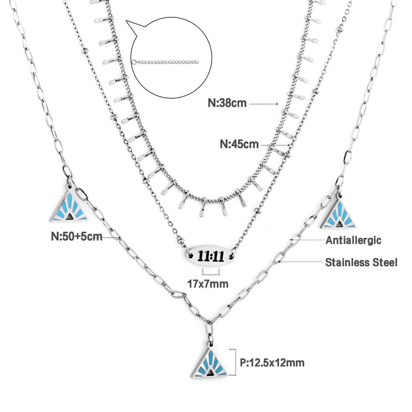 Multi Layered Chain Choker Necklace For Women Heart Shape Green Evil Eyes Stars Pendant Stainless Steel Jewelry Gifts asonjewelry