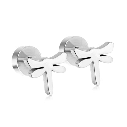 ASON Stainless Steel Dragonfly Cubic Zirconia Screw Stud Earring Classic Style Gold Color Christmas Earring Female Party asonjewelry