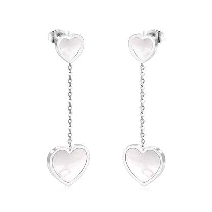 ASON Korean Style Statement Drop Earrings Shell Heart Dangle Earring Stainless Steel Jewelry for Women Femme Party Gift asonjewelry