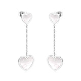 ASON pendientes de gota llamativos de estilo coreano, pendiente colgante de corazón de concha, joyería de acero inoxidable para mujer, regalo de fiesta 